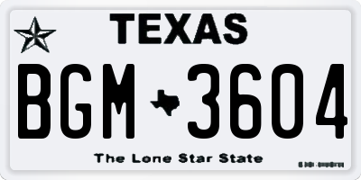 TX license plate BGM3604