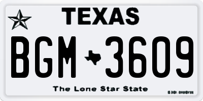 TX license plate BGM3609