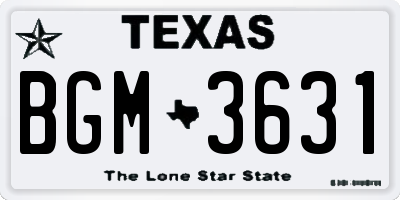 TX license plate BGM3631