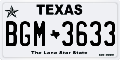 TX license plate BGM3633