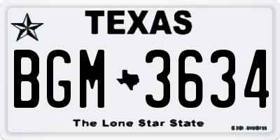 TX license plate BGM3634