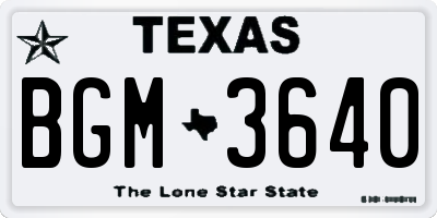 TX license plate BGM3640