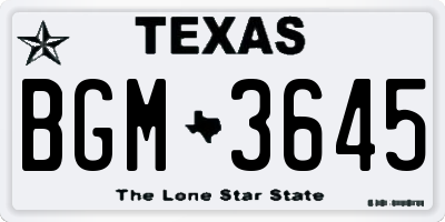 TX license plate BGM3645