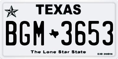 TX license plate BGM3653