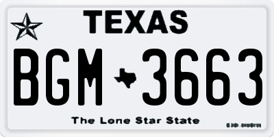 TX license plate BGM3663