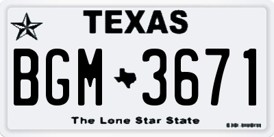 TX license plate BGM3671