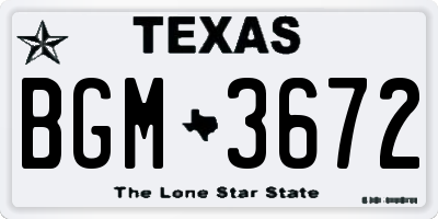TX license plate BGM3672
