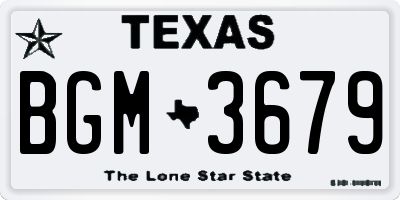 TX license plate BGM3679