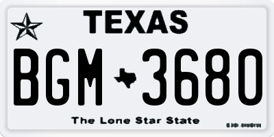 TX license plate BGM3680