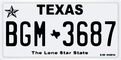 TX license plate BGM3687