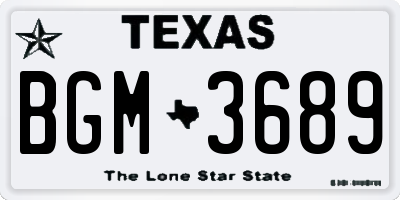 TX license plate BGM3689