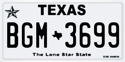 TX license plate BGM3699