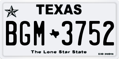 TX license plate BGM3752