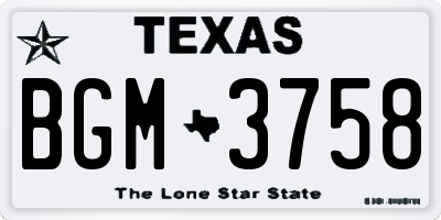 TX license plate BGM3758