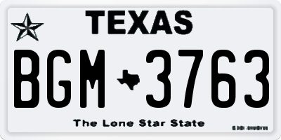 TX license plate BGM3763