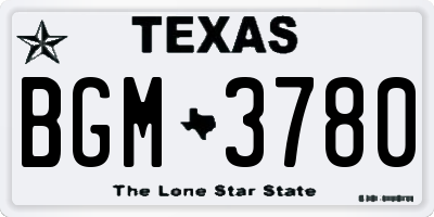 TX license plate BGM3780