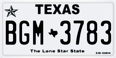 TX license plate BGM3783