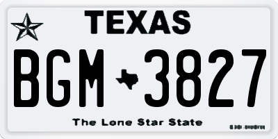 TX license plate BGM3827