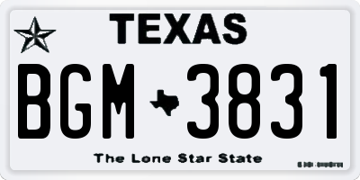 TX license plate BGM3831