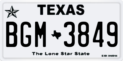 TX license plate BGM3849