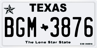 TX license plate BGM3876