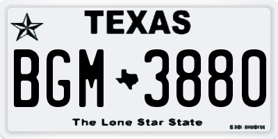 TX license plate BGM3880