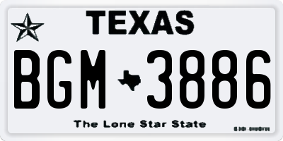TX license plate BGM3886