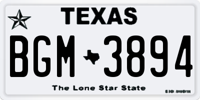 TX license plate BGM3894