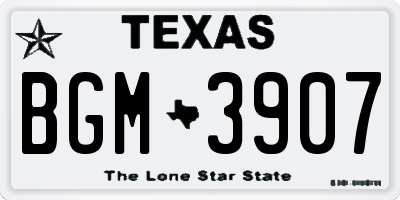 TX license plate BGM3907