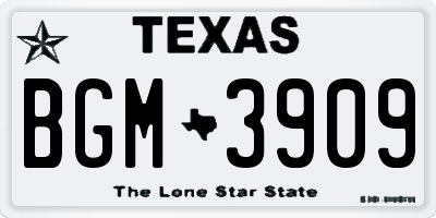 TX license plate BGM3909