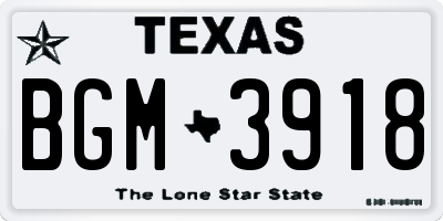 TX license plate BGM3918