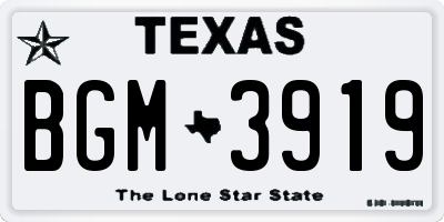 TX license plate BGM3919