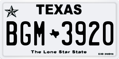 TX license plate BGM3920