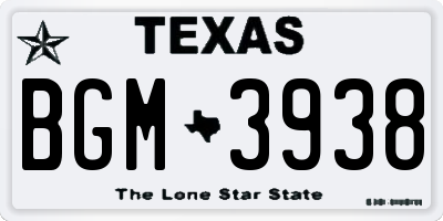 TX license plate BGM3938
