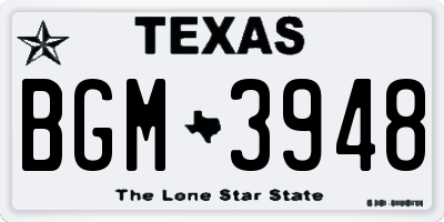 TX license plate BGM3948