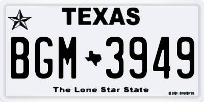 TX license plate BGM3949