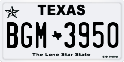 TX license plate BGM3950