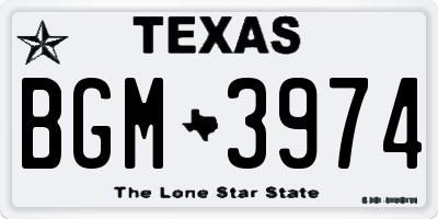 TX license plate BGM3974