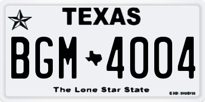 TX license plate BGM4004