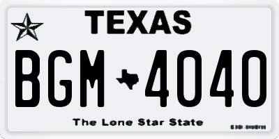 TX license plate BGM4040