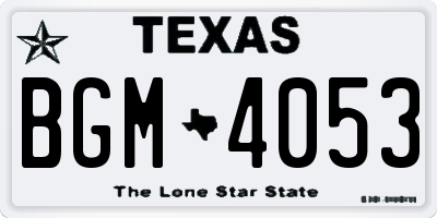 TX license plate BGM4053