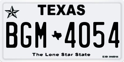 TX license plate BGM4054
