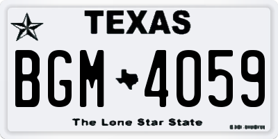 TX license plate BGM4059