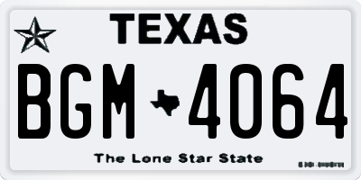 TX license plate BGM4064