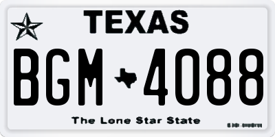 TX license plate BGM4088