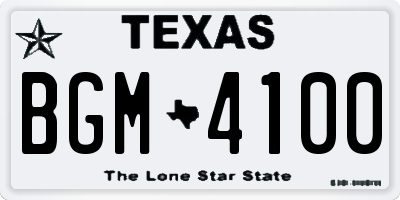 TX license plate BGM4100