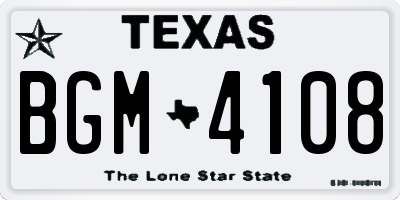TX license plate BGM4108