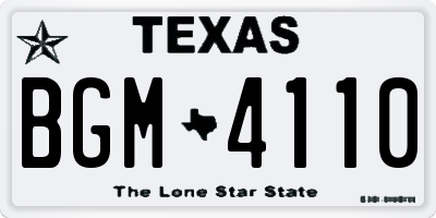 TX license plate BGM4110