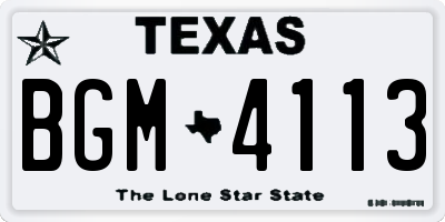 TX license plate BGM4113