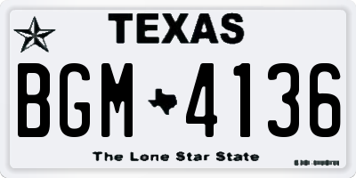 TX license plate BGM4136